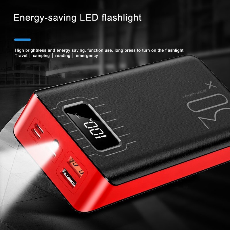 20000mAh External Battery Power Bank Dual USB With LED Flashlight - Rubber City Bargains