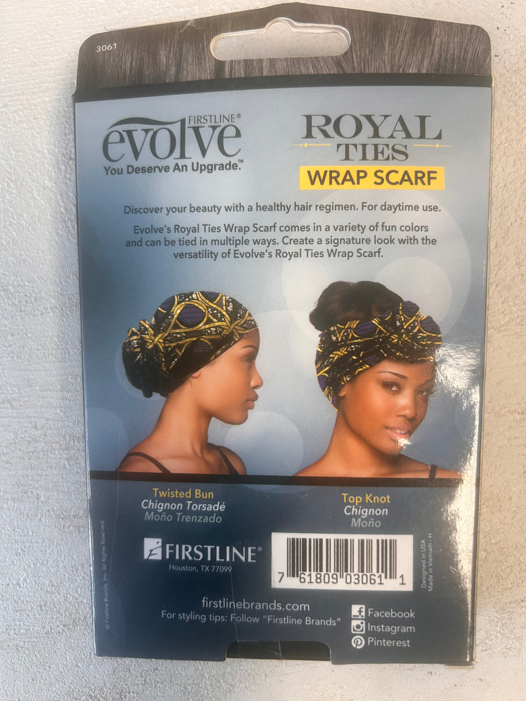 Firstline Evolve Royal Ties Wrap Scarf – Patterned Hair Wrap