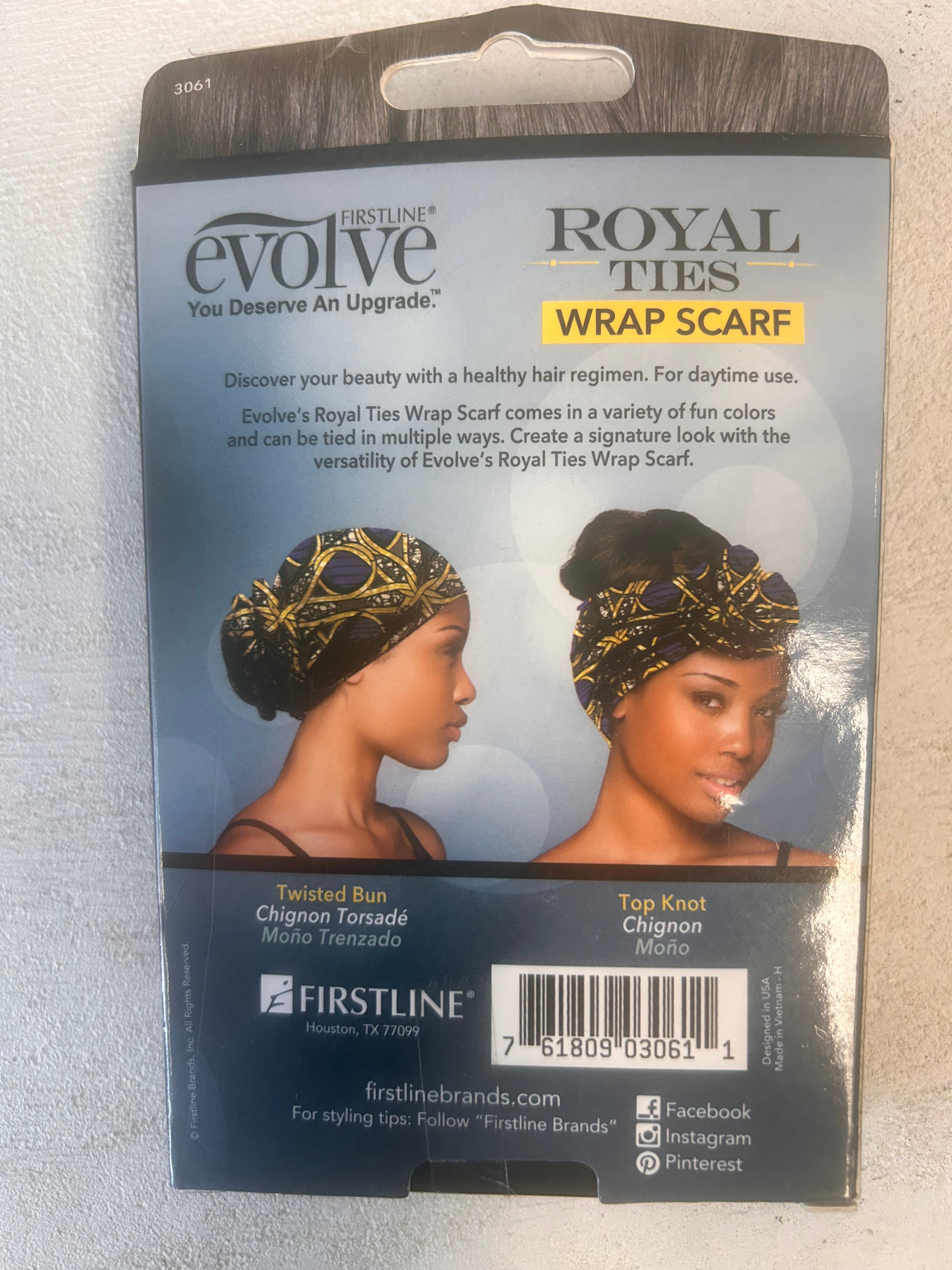 Firstline Evolve Royal Ties Wrap Scarf – Patterned Hair Wrap