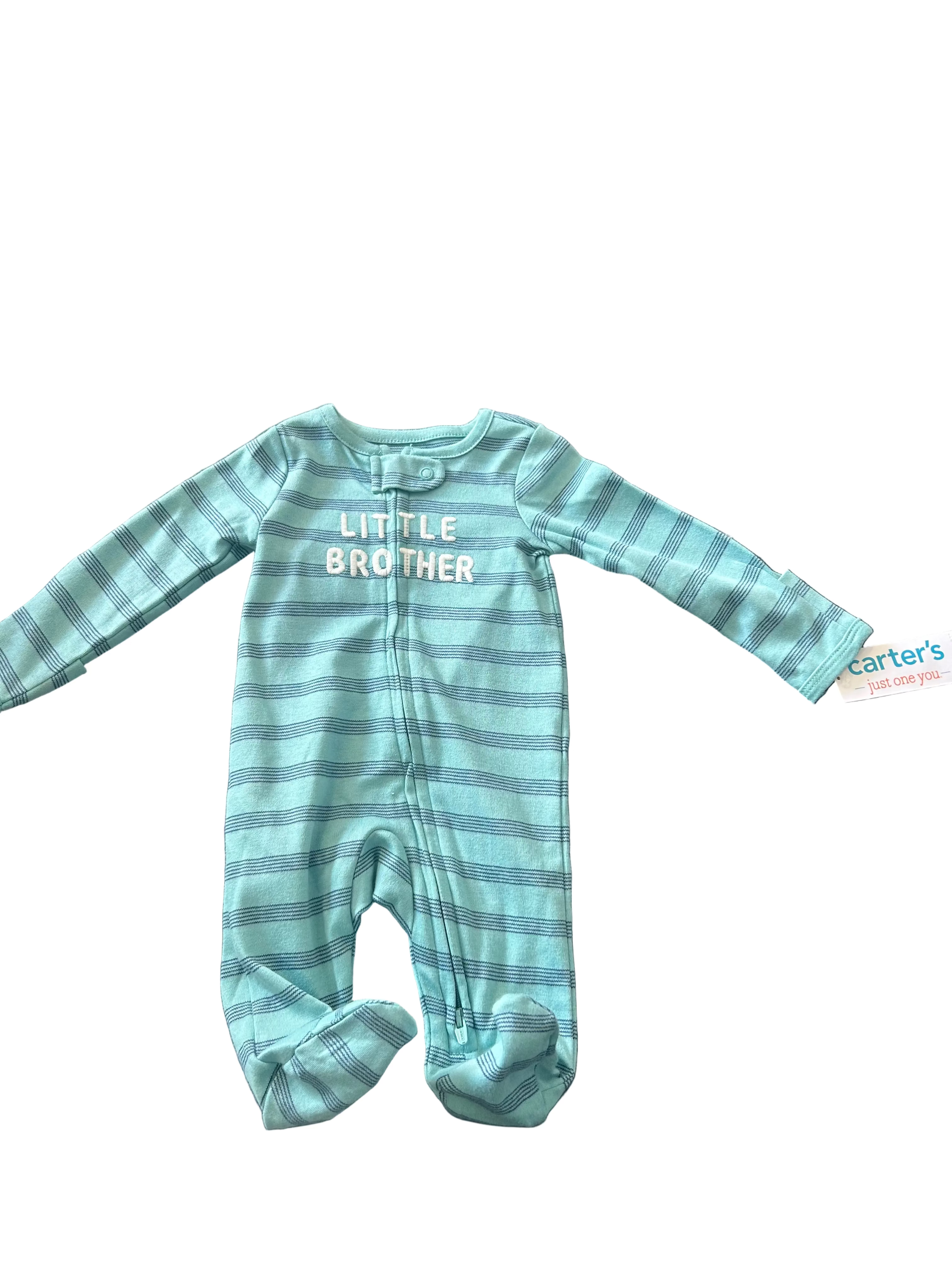 Carter’s Baby Boy “Little Brother” Striped Footed Sleeper – Newborn