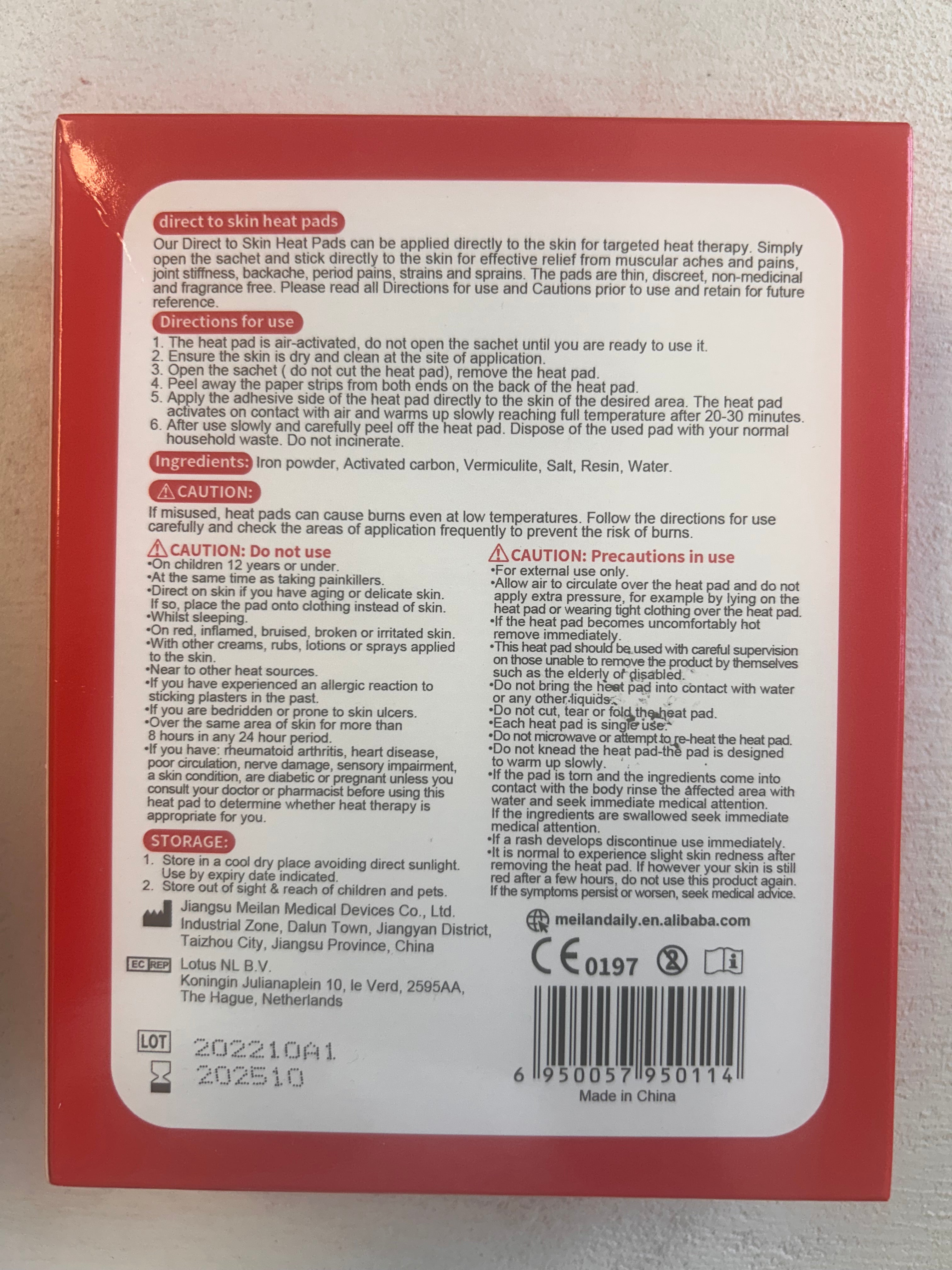 Meilan Direct to Skin Heat Patch – 6 Count