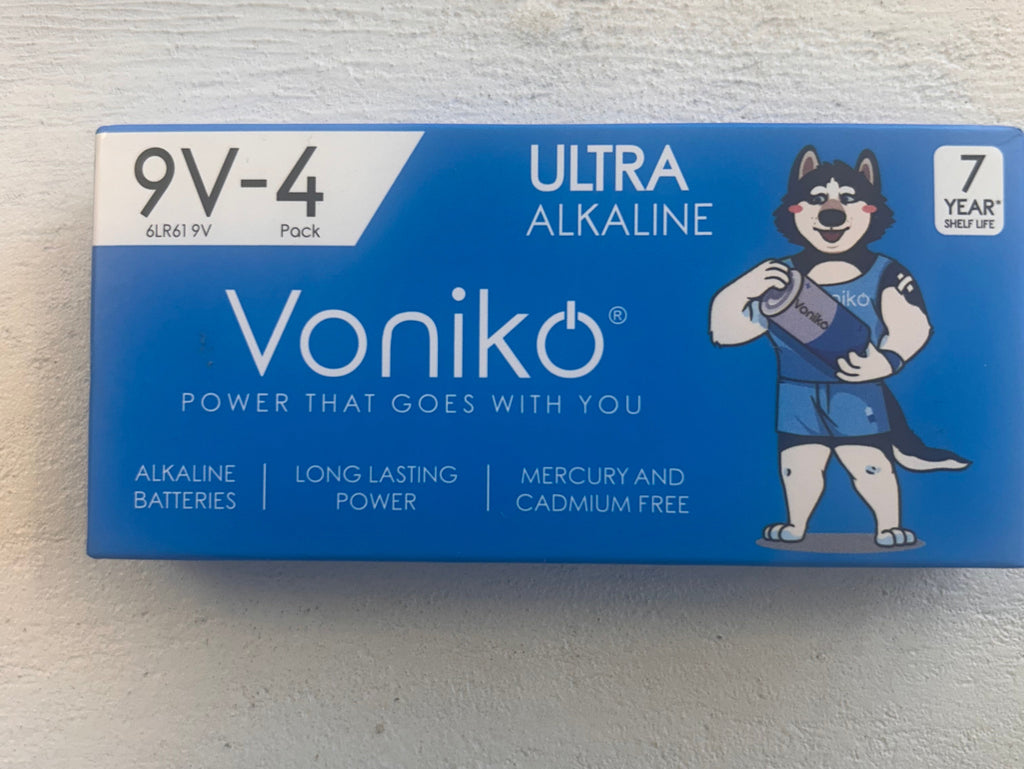 Voniko Ultra Alkaline 9V Batteries 4 Pack