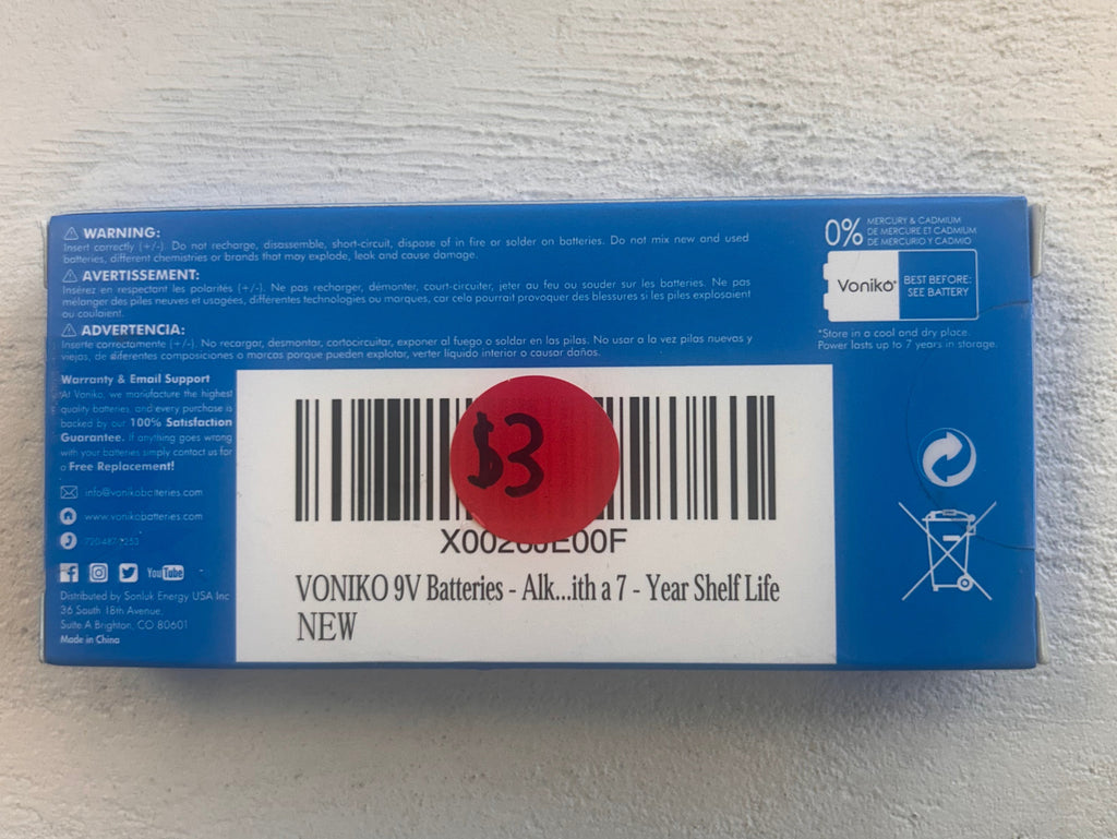 Voniko Ultra Alkaline 9V Batteries 4 Pack
