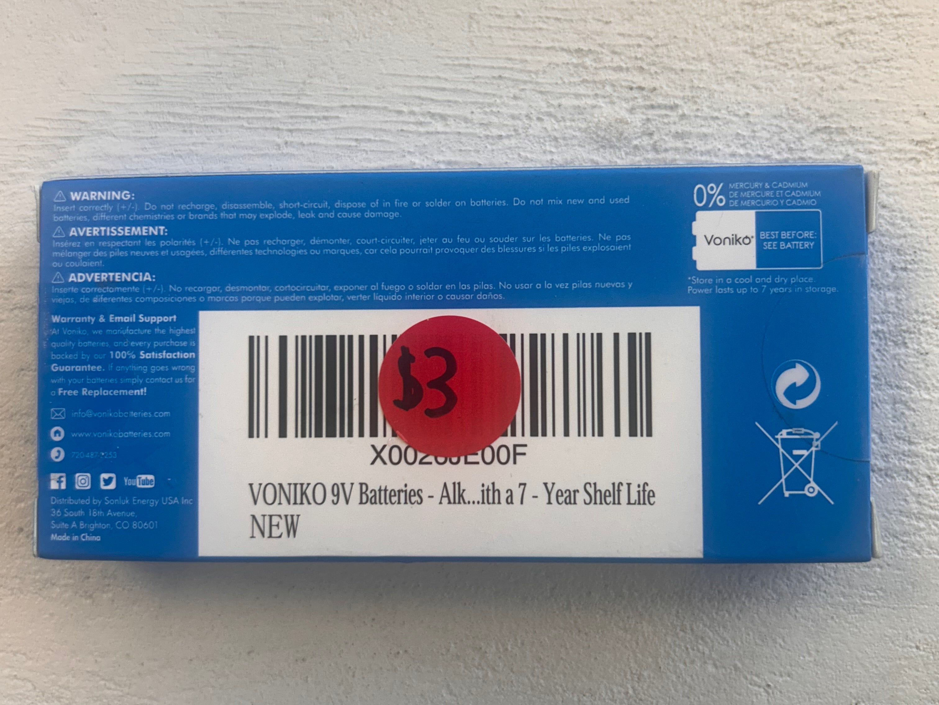 Voniko Ultra Alkaline 9V Batteries 4 Pack
