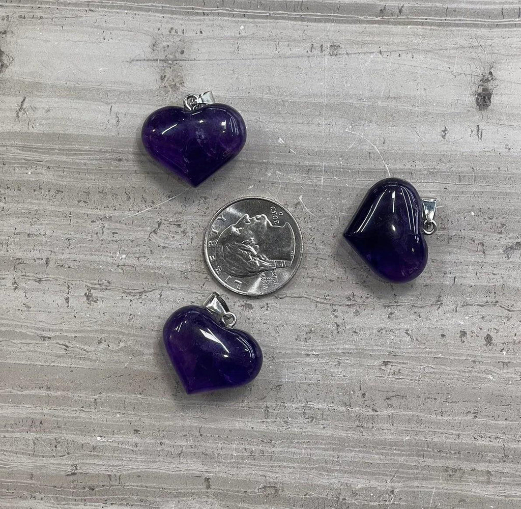 Amethyst 25x20mm Heart Pendant - Rubber City Bargains