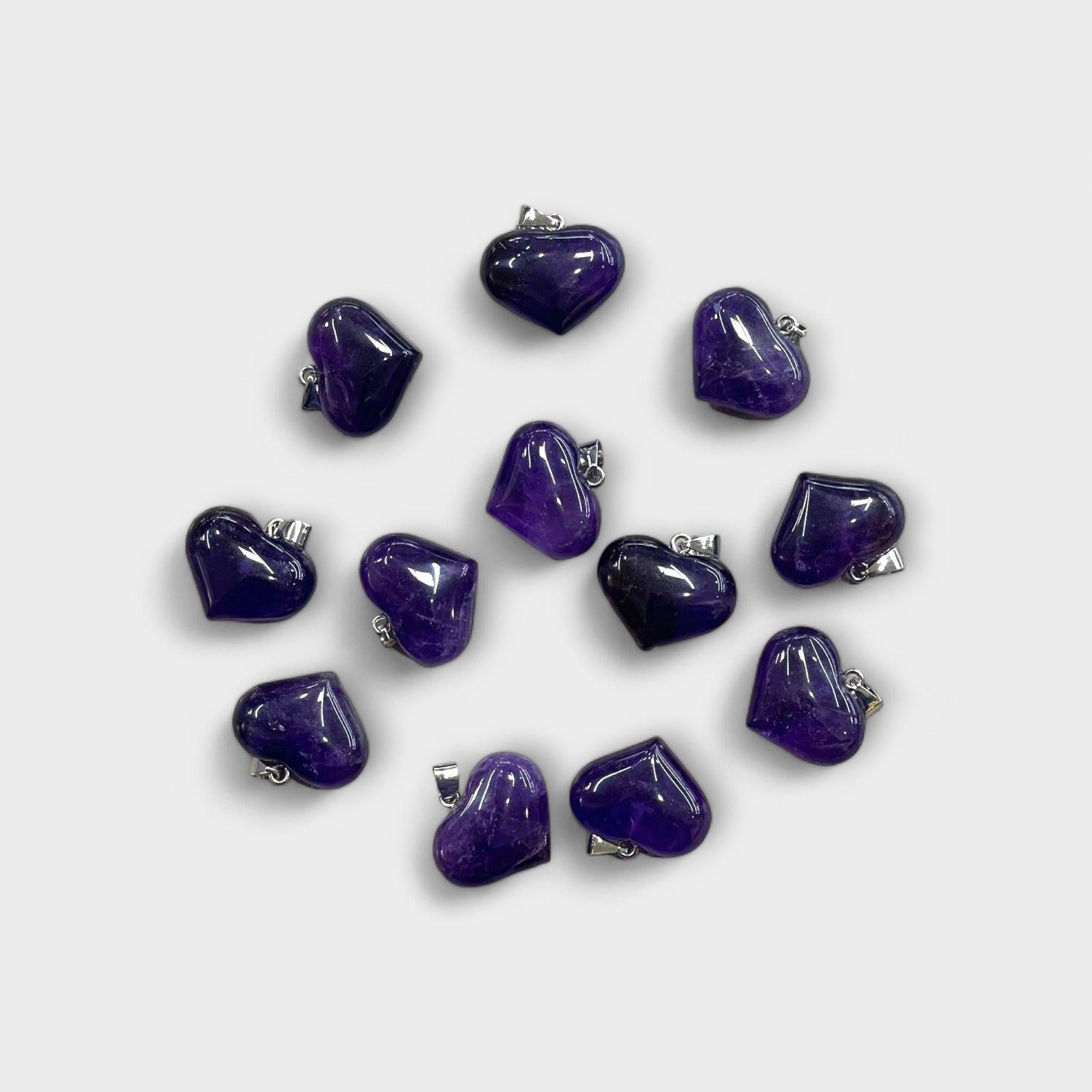 Amethyst 25x20mm Heart Pendant - Rubber City Bargains