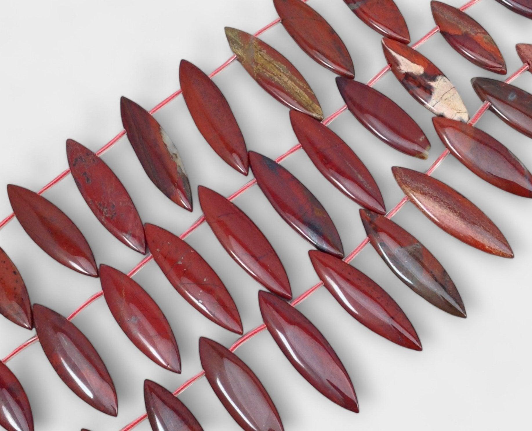 Apple Jasper aka Red Jasper 11x24mm - 14x48mm Graduated Top Drilled Marquise - Rubber City Bargains