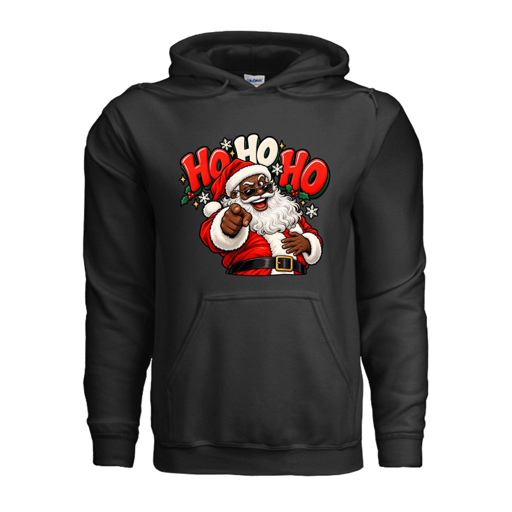 BlackSanta HO HO HO Christmas Hoodie - Rubber City Bargains