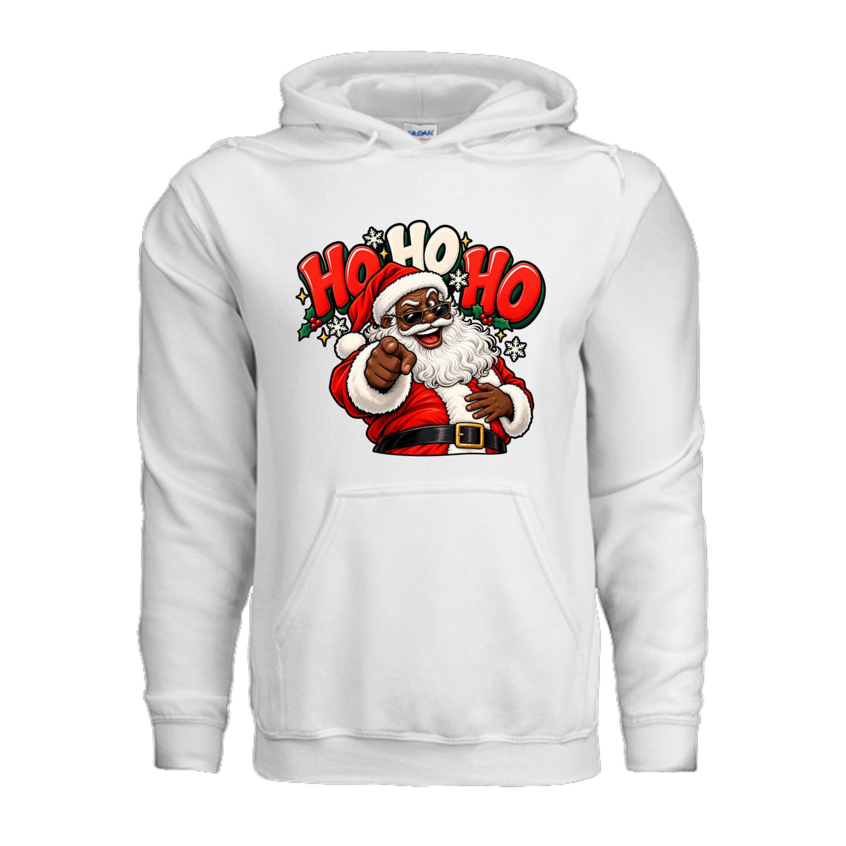 BlackSanta HO HO HO Christmas Hoodie - Rubber City Bargains