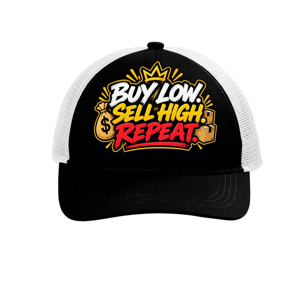 Buy Low Sell High Repeat Reseller Trucker Hat - Rubber City Bargains