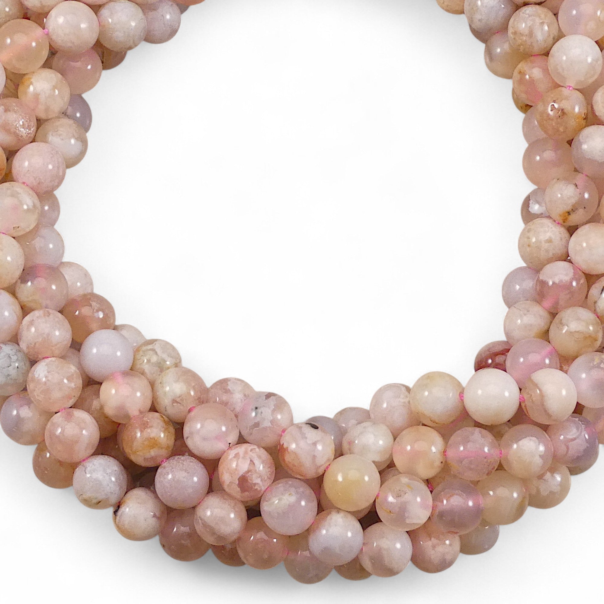 Cherry Blossom Agate, Sakura Agate, Flower Agate Round - Rubber City Bargains