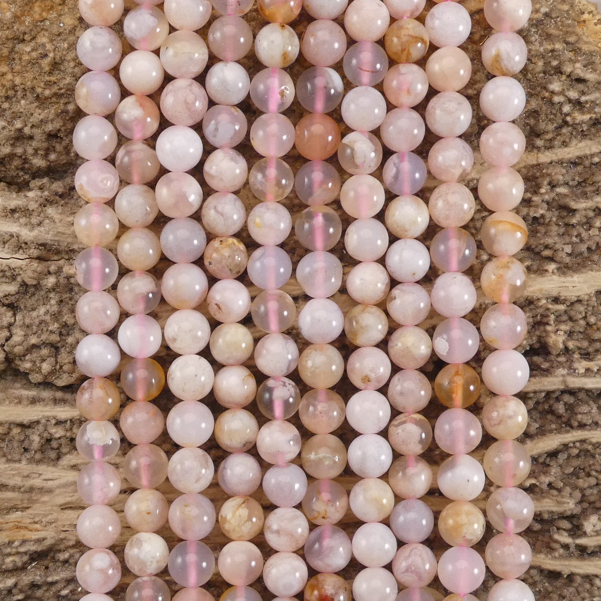 Cherry Blossom Agate, Sakura Agate, Flower Agate Round - Rubber City Bargains