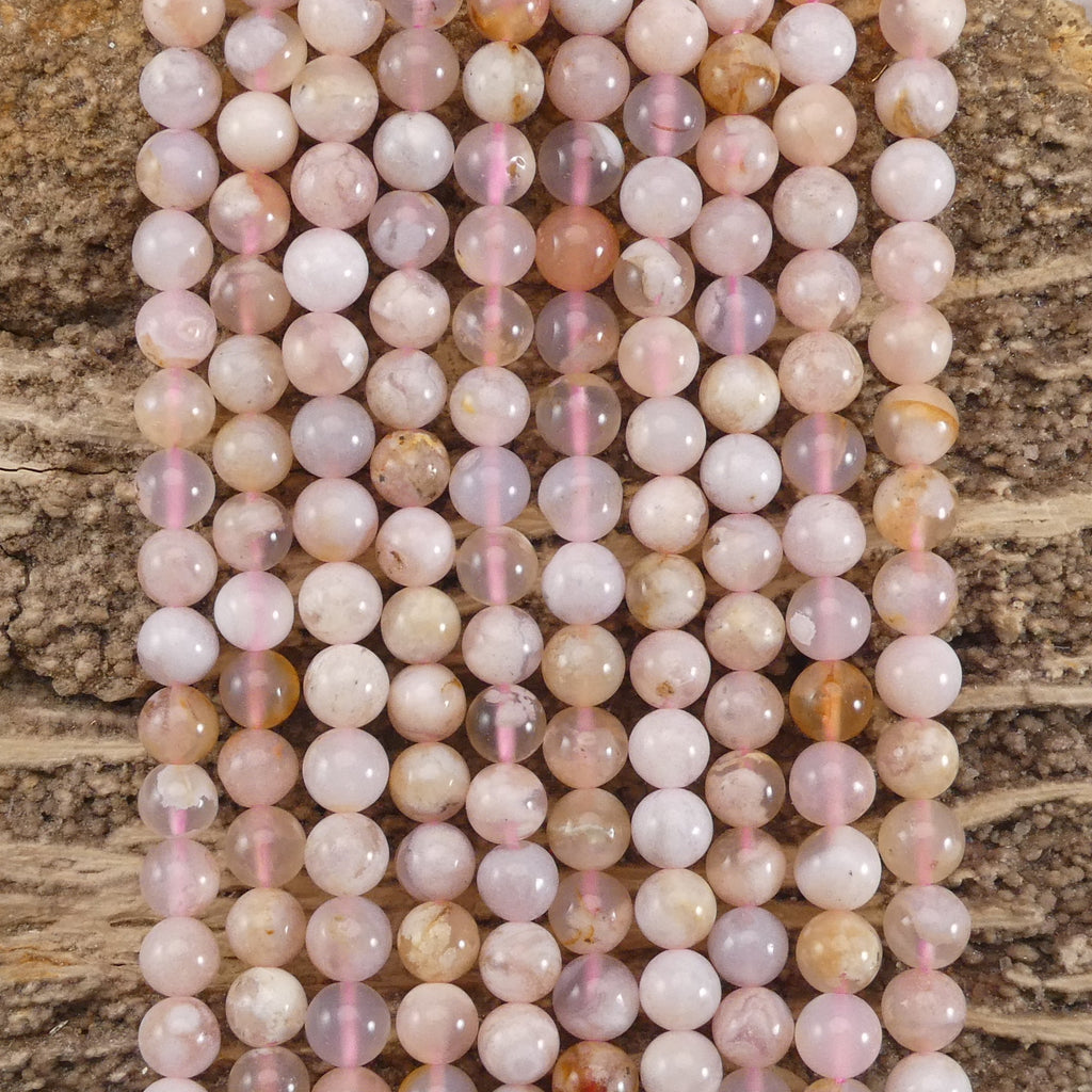 Cherry Blossom Agate, Sakura Agate, Flower Agate Round - Rubber City Bargains