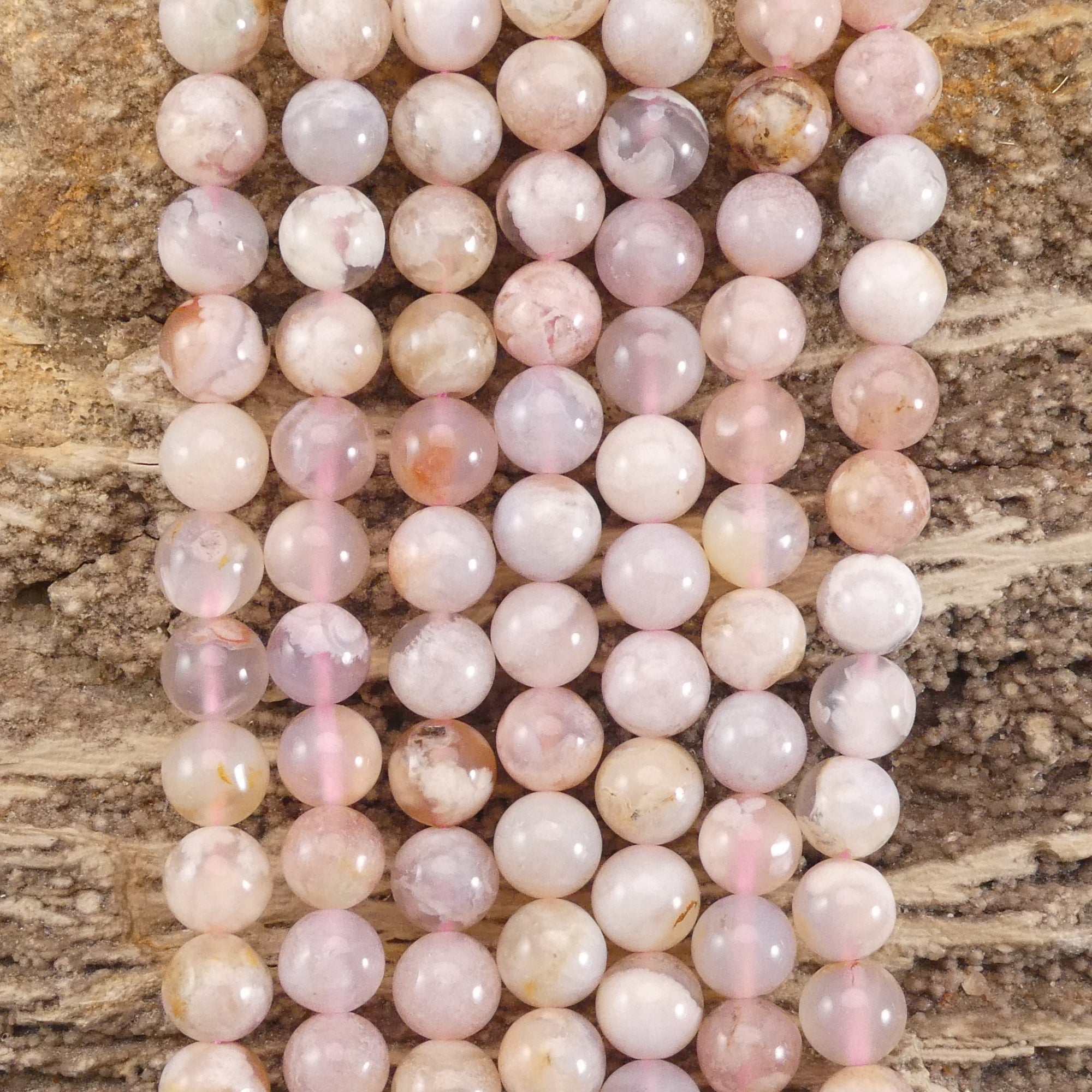 Cherry Blossom Agate, Sakura Agate, Flower Agate Round - Rubber City Bargains