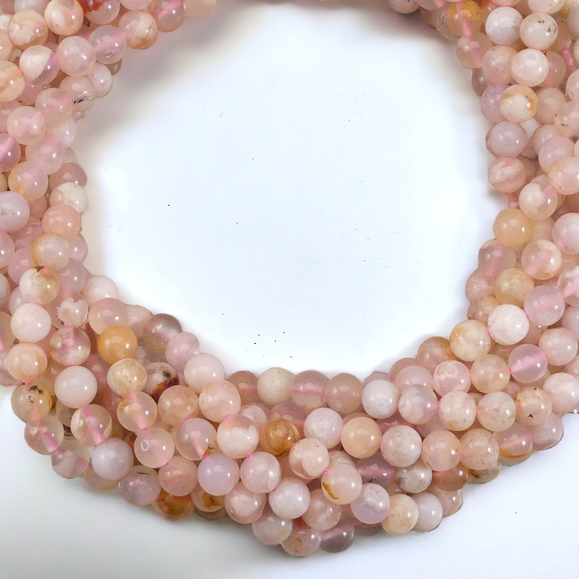 Cherry Blossom Agate, Sakura Agate, Flower Agate Round - Rubber City Bargains