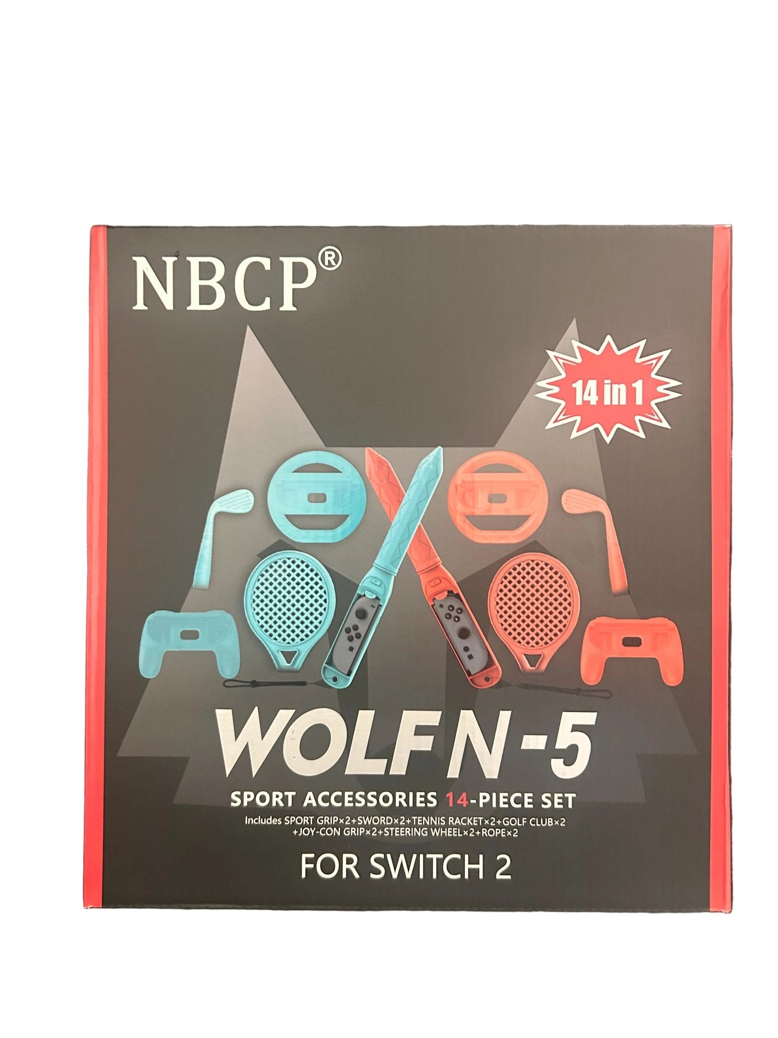 NBCP WOLFN-5 Nintendo Switch 2 Sports Accessories Kit – 14-Piece Set - Rubber City Bargains