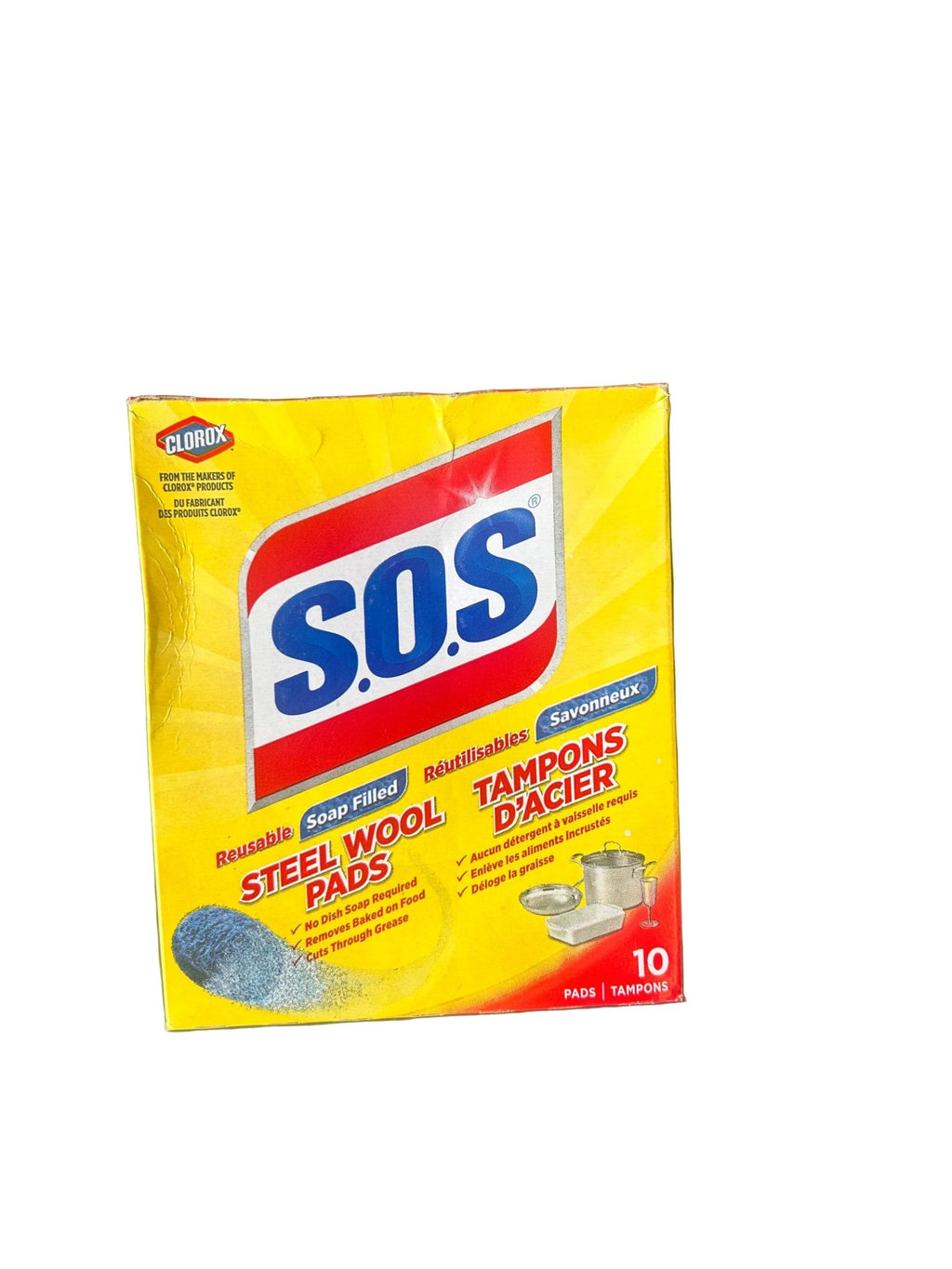 S.O.S. Soap-Filled Steel Wool Pads – 10 Count Heavy-Duty Cleaning Pads - Rubber City Bargains